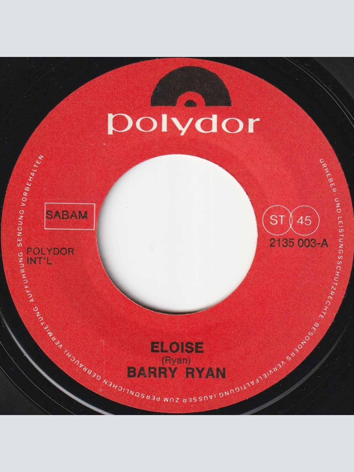 Vinyl / Barry Ryan - Eloise / Love Is Love