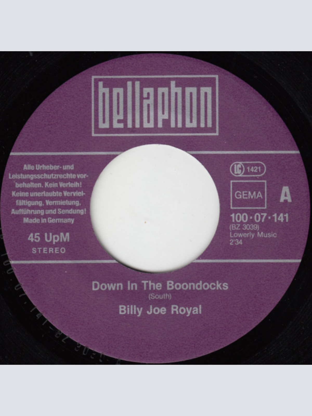 Vinyl / Billy Joe Royal / Buddy Knox - Down In The Boondocks / Hula Love