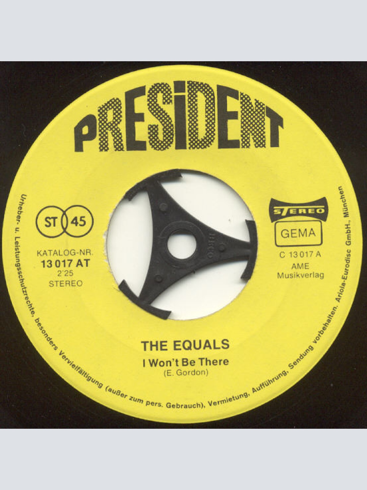 Vinyl / The Equals - I Won't Be There / Baby, Come Back