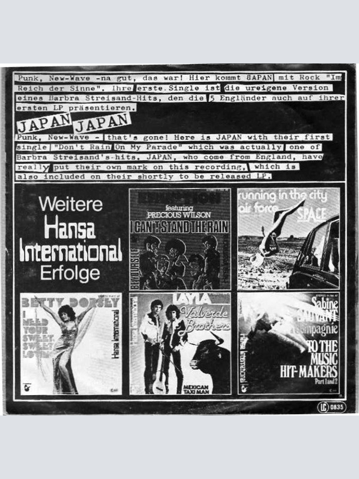 Vinyl / Japan - Don't Rain On My Parade