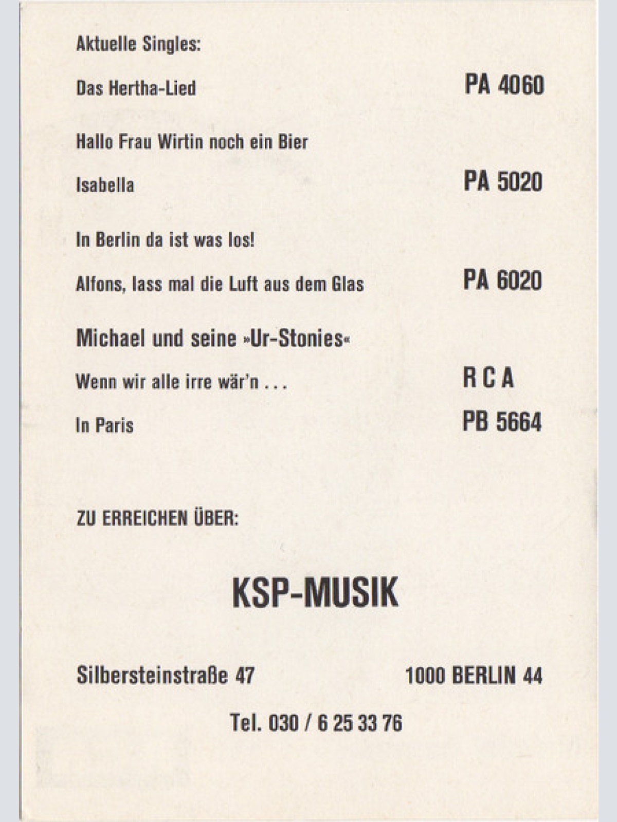 Vinyl / Die Hertha-Fans - Das Hertha-Lied / Hallo Frau Wirtin Noch Ein Bier