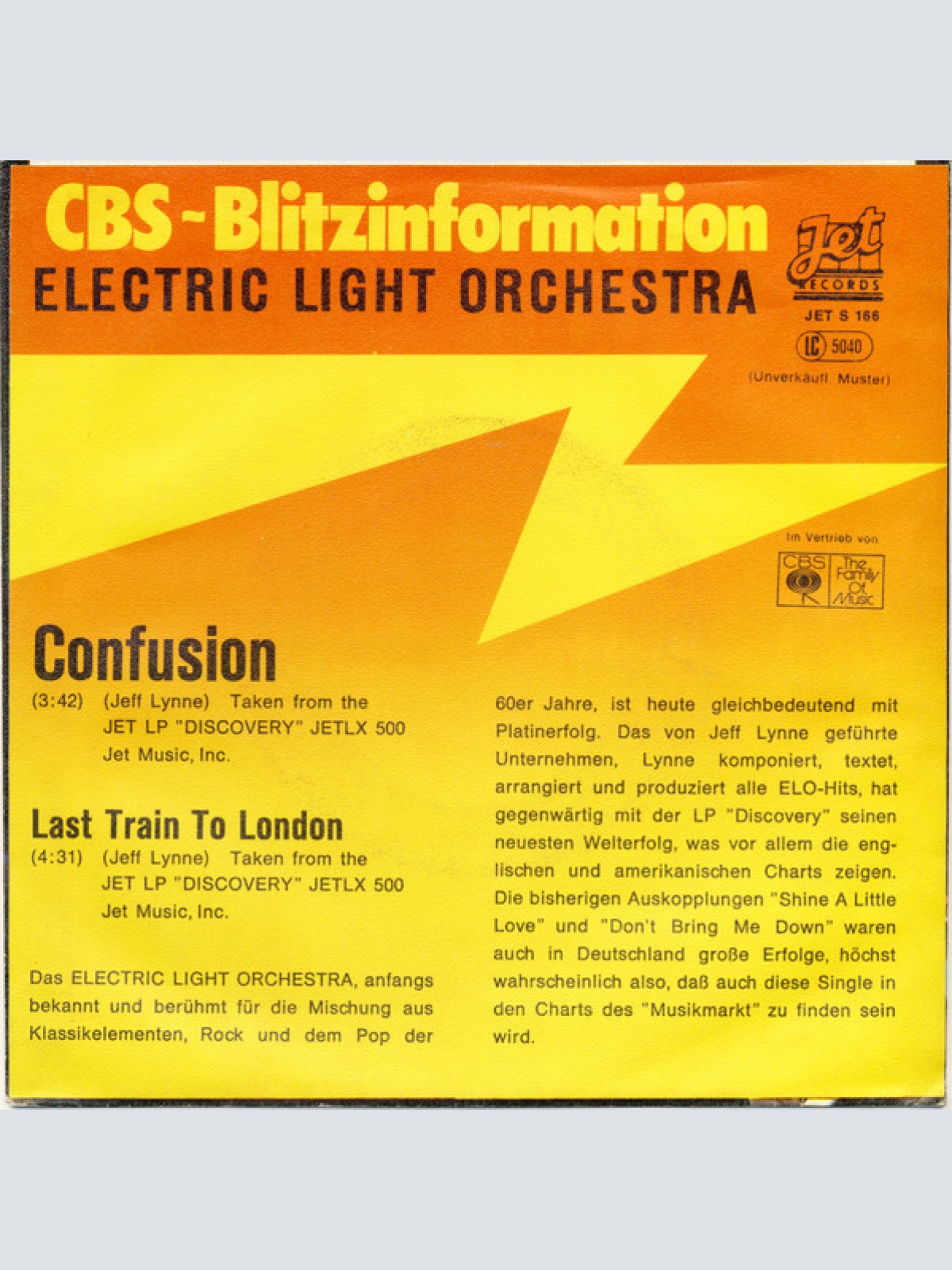 Vinyl / The Electric Light Orchestra* - Confusion / Last Train To London