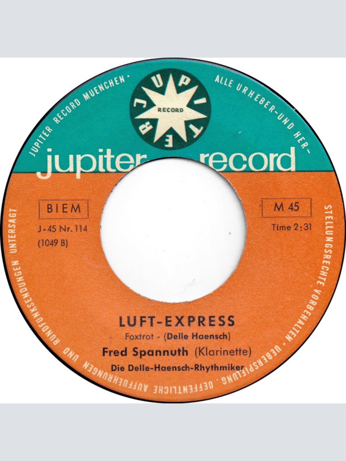 Vinyl / Fred Spannuth Spielt Mit Den Delle Haensch Rhythmikern* - I've Found A New Baby / Luft-Express