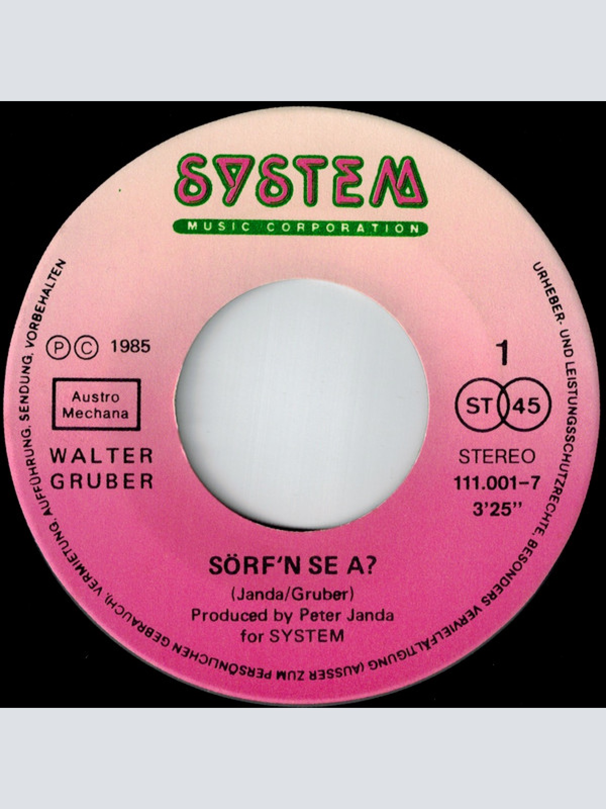 Vinyl / Walter Gruber - Sörf'n Se A ?