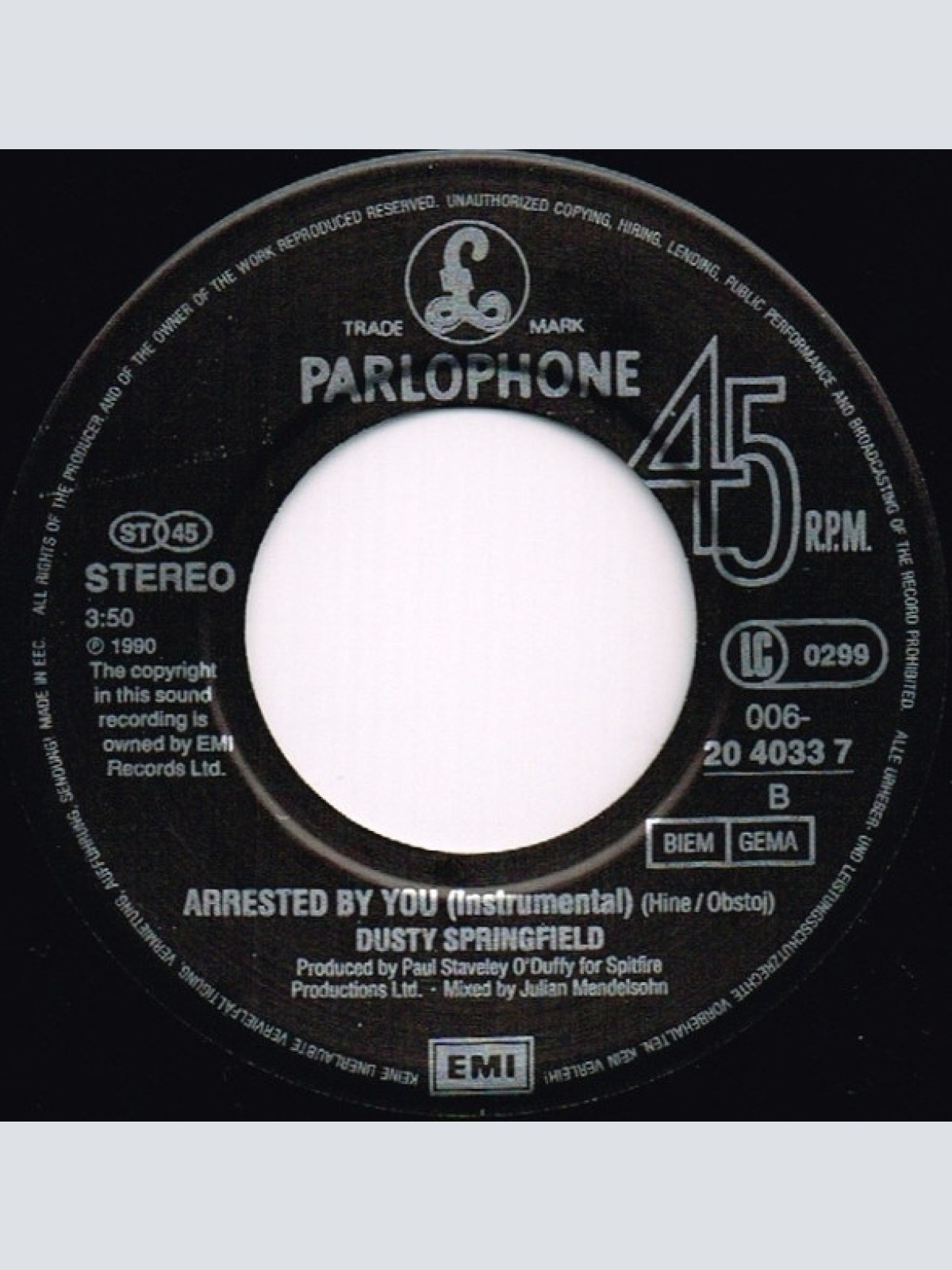 Vinyl / Dusty Springfield - Arrested By You