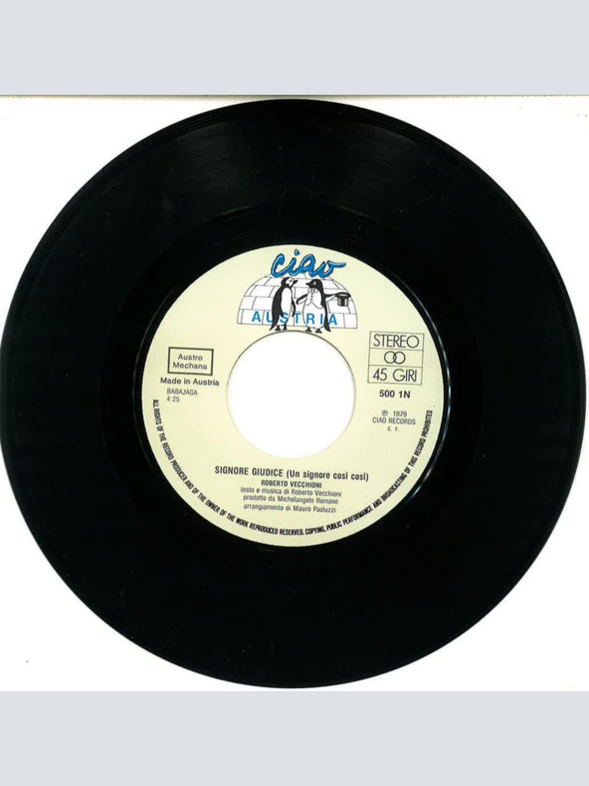 Vinyl / Roberto Vecchioni - Signor Giudice (Un Signore Così Così)