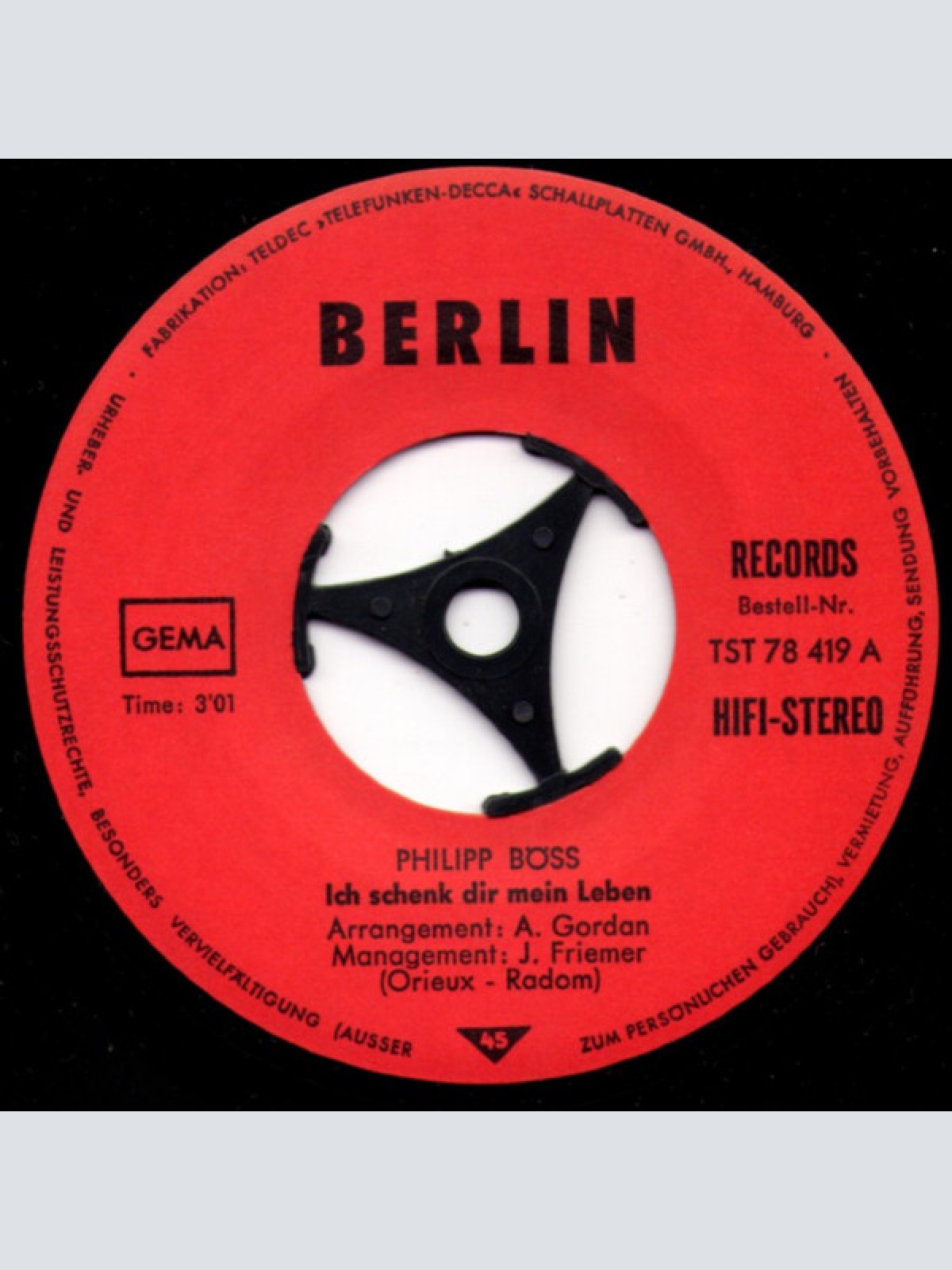 Vinyl / Philipp Böss - Ich Schenk Dir Mein Leben / Alle Blumen Blüh'n