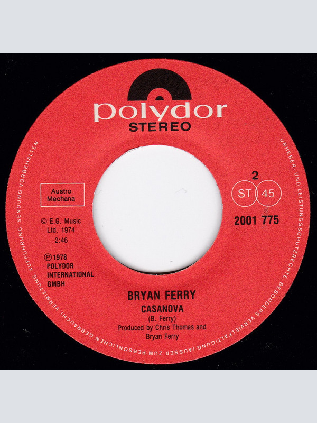 Vinyl / Bryan Ferry - What Goes On / Casanova