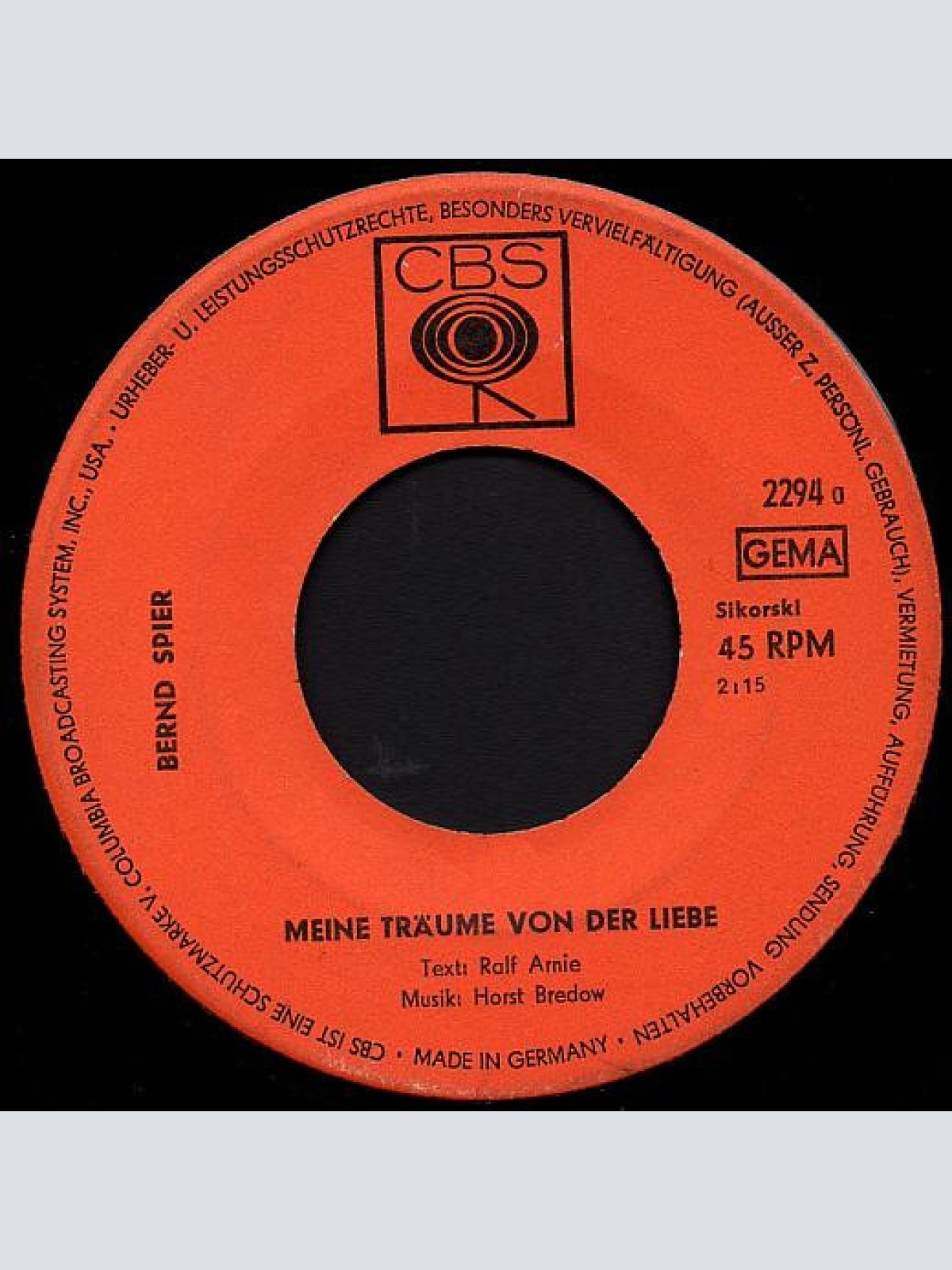 Vinyl / Bernd Spier - Meine Träume Von Der Liebe