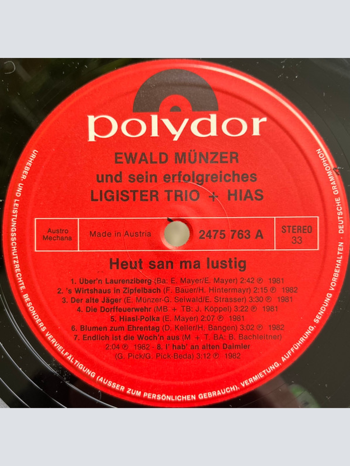 Vinyl / Ewald Münzer und sein erfolgreiches Ligister Trio* mit Resi* und Hias - Heut' san ma lustig!