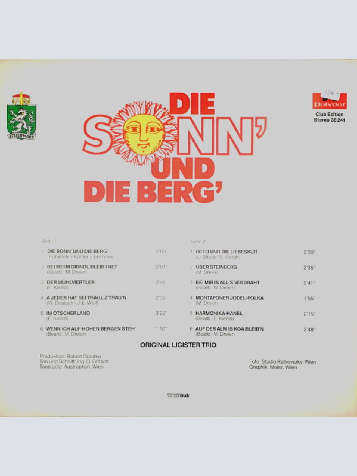 Vinyl / Original Ligister Trio - Die Sonn' Und Die Berg'