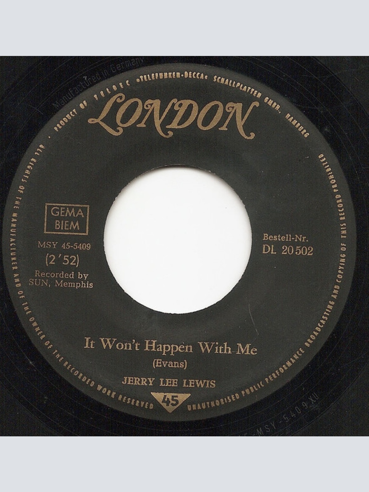 Vinyl / Jerry Lee Lewis -  It Won't Happen With Me