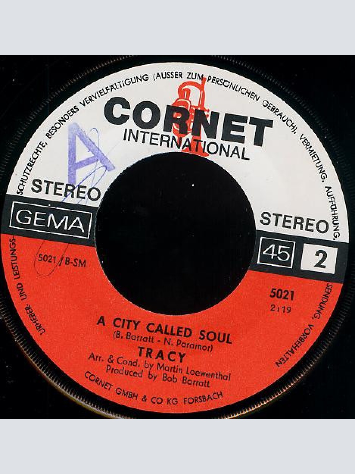 Vinyl / Tracy (11) - Follow Me / A City Called Soul