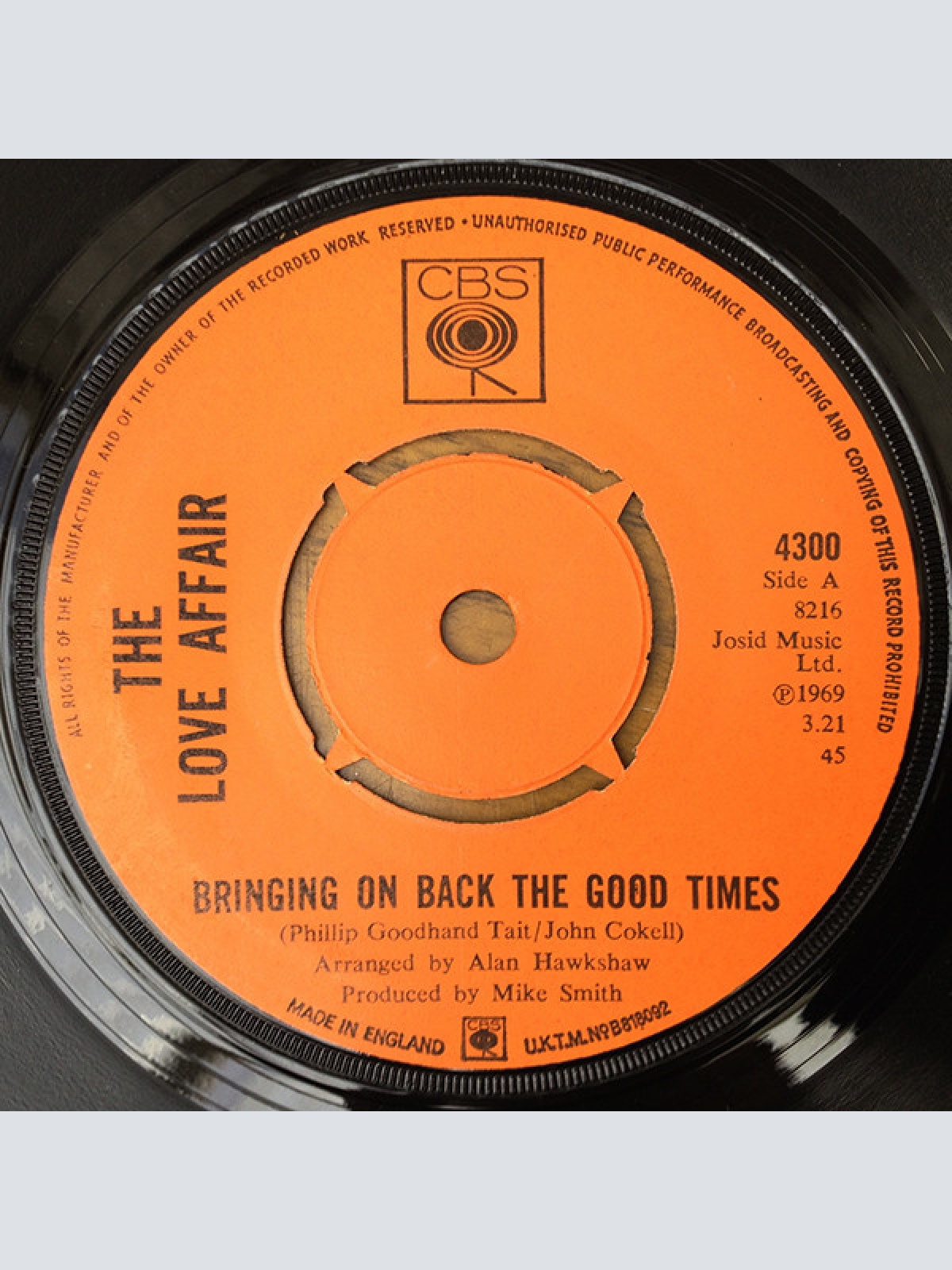 Vinyl / The Love Affair - Bringing On Back The Good Times