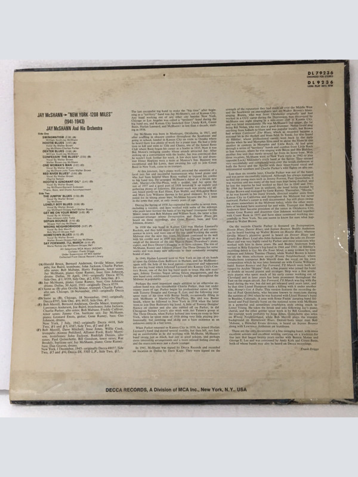 Vinyl / Jay McShann And His Orchestra - New York - 1208 Miles (1941-1943)