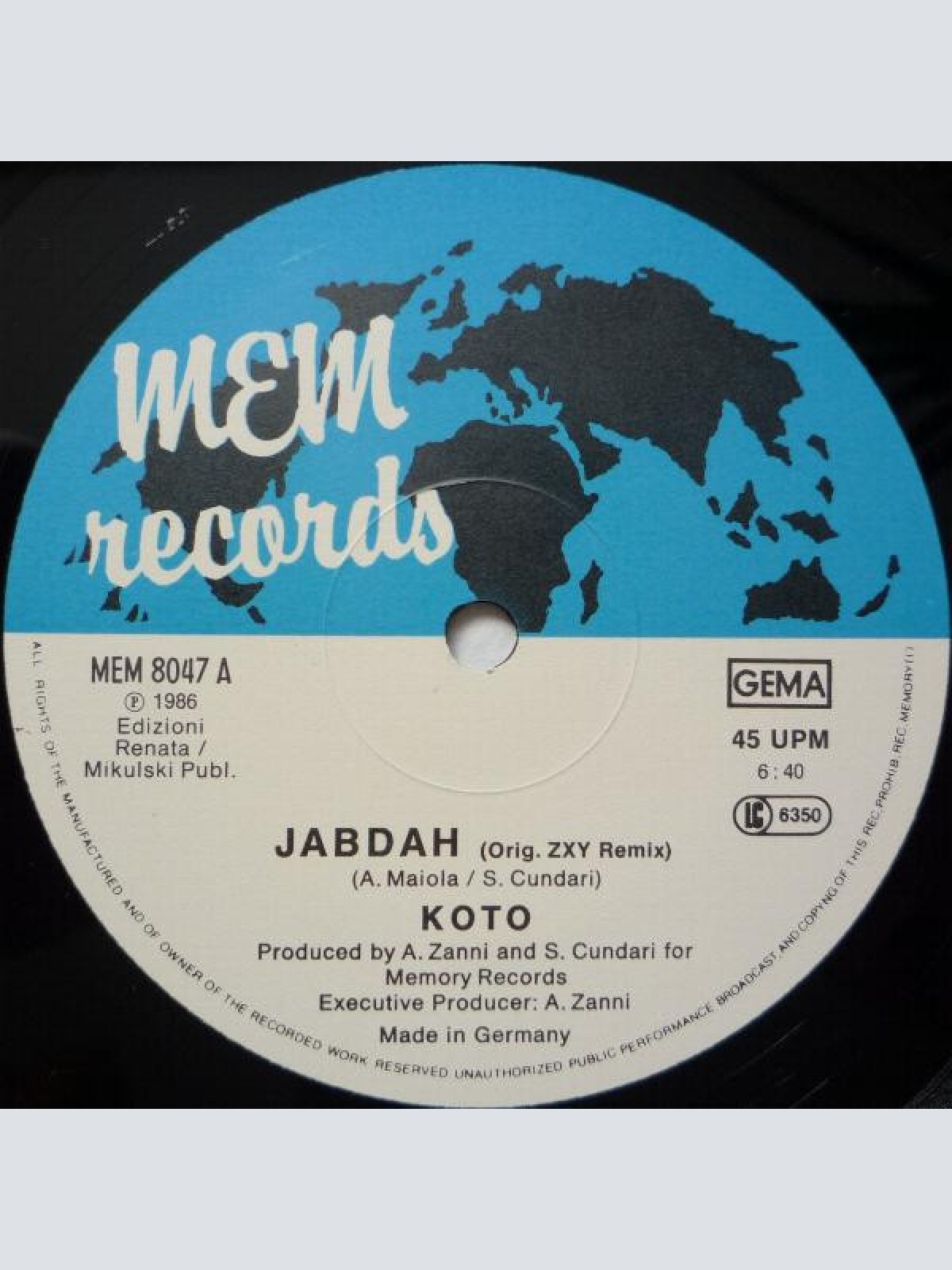 Vinyl / Koto - Jabdah (The Original ZYX Remix)