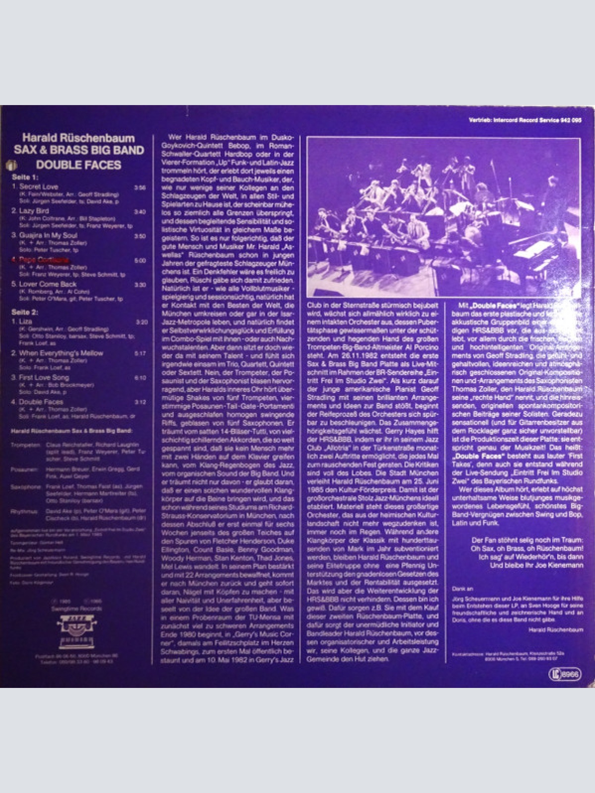 Vinyl / Harald Rüschenbaum Sax & Brass Big Band - Double Faces