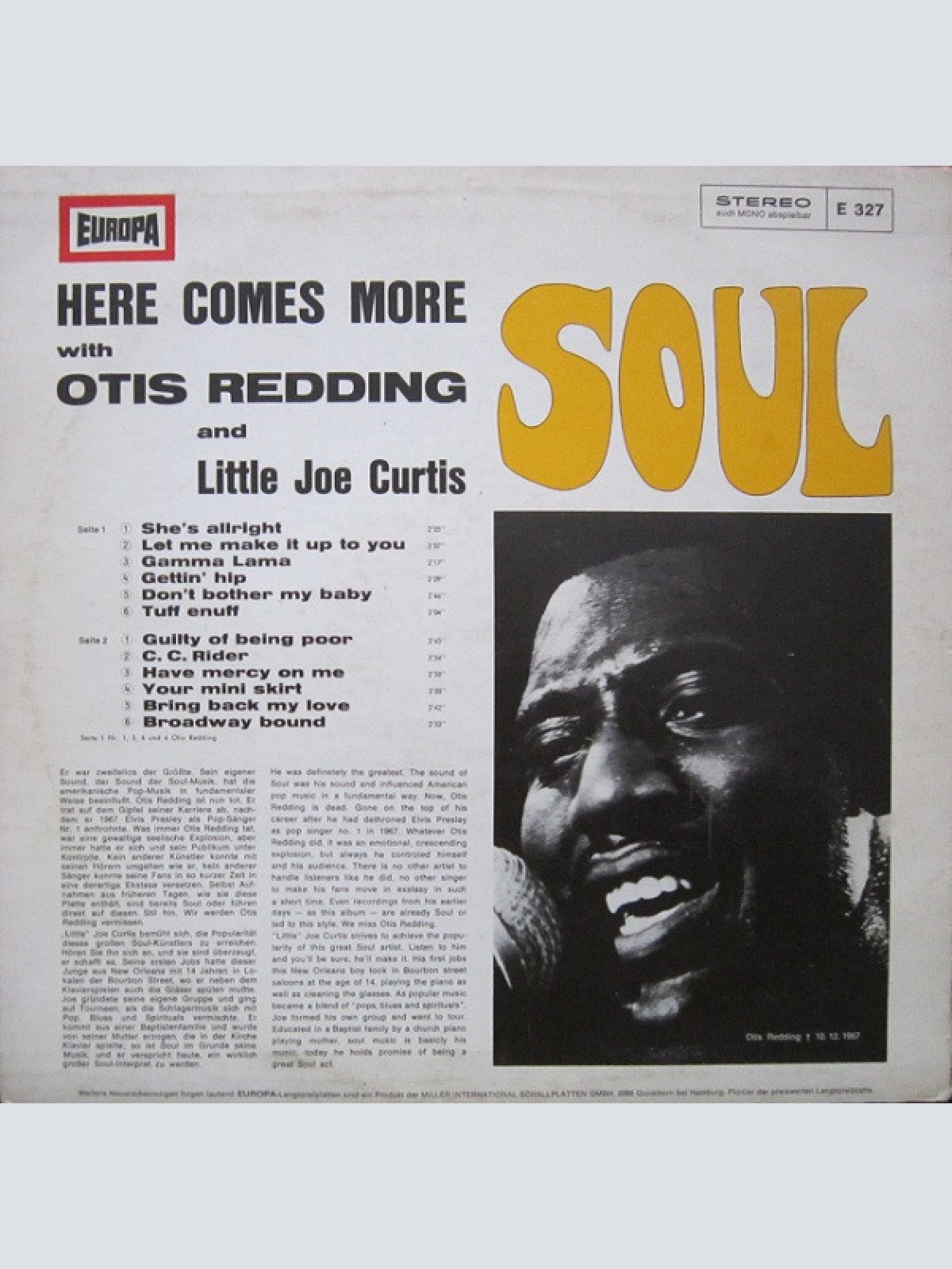 Vinyl / Otis Redding, Little Joe Curtis - Here Comes More Soul