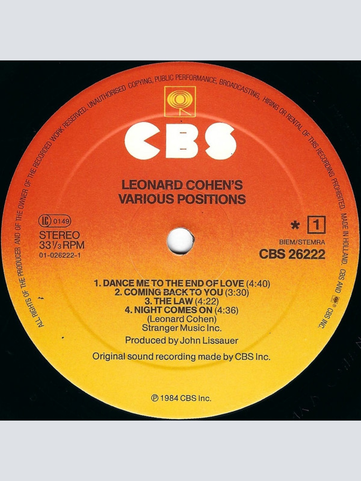 Vinyl / Leonard Cohen - Various Positions