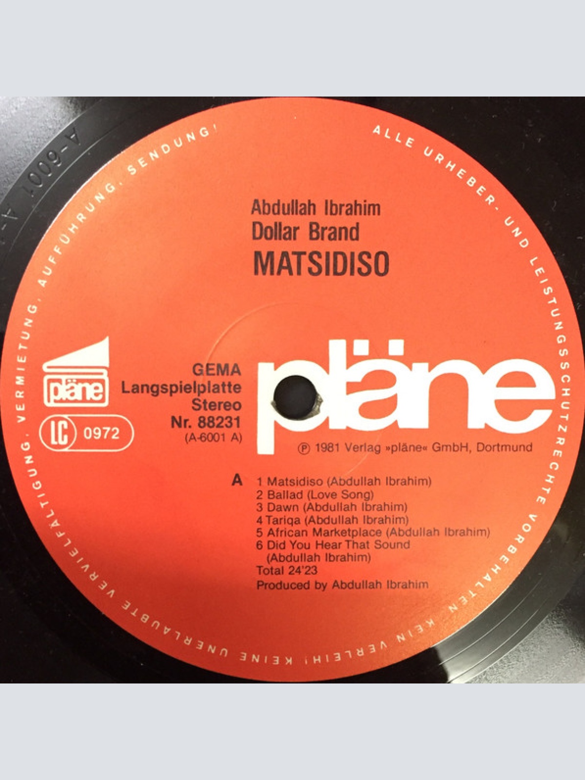 Vinyl / Dollar Brand / Abdullah Ibrahim - Matsidiso (Piano Solo Live)
