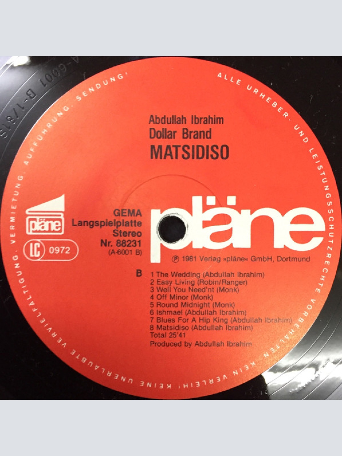 Vinyl / Dollar Brand / Abdullah Ibrahim - Matsidiso (Piano Solo Live)