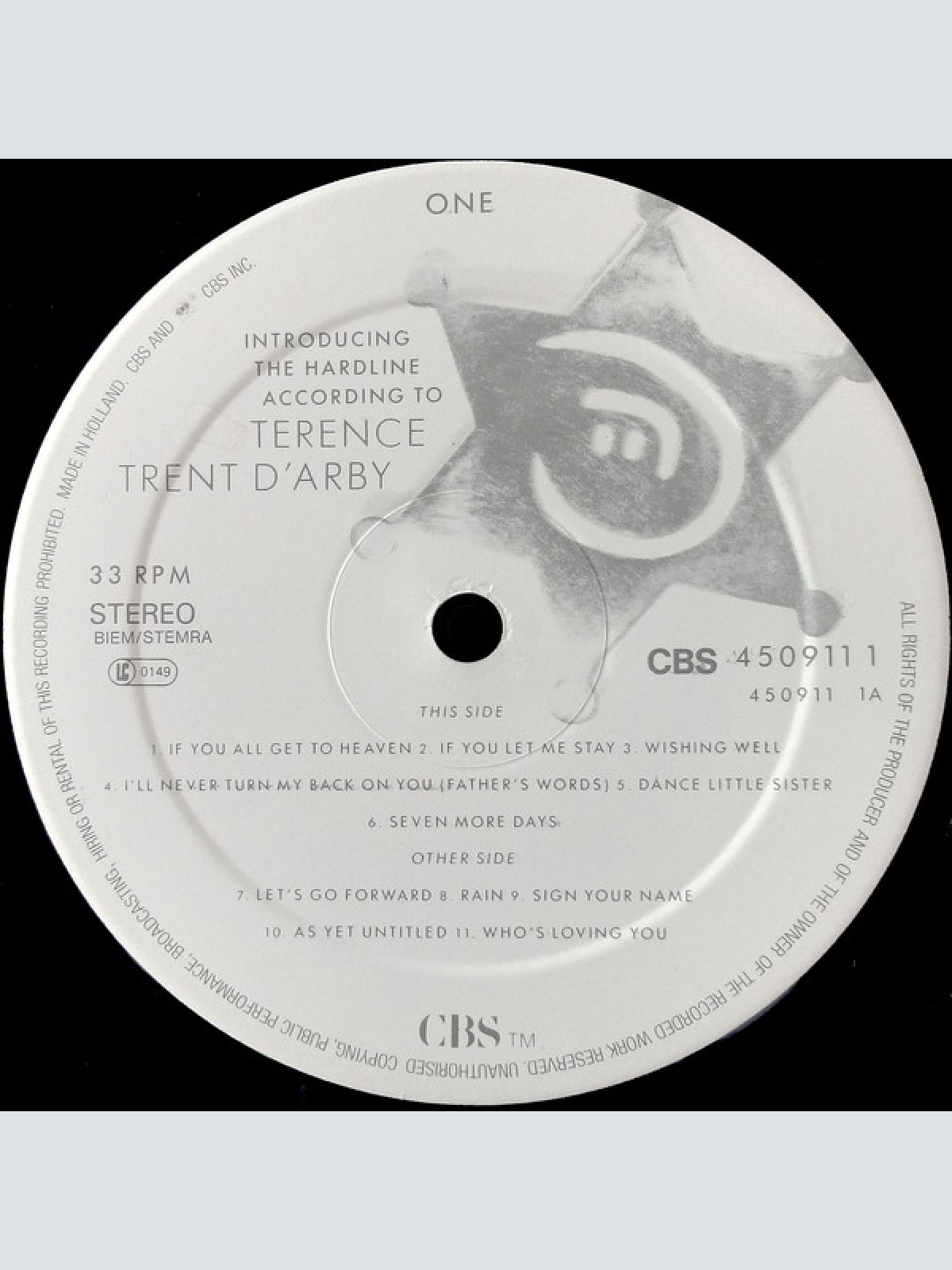 Vinyl / Terence Trent D'Arby - Introducing The Hardline According To Terence Trent D'Arby