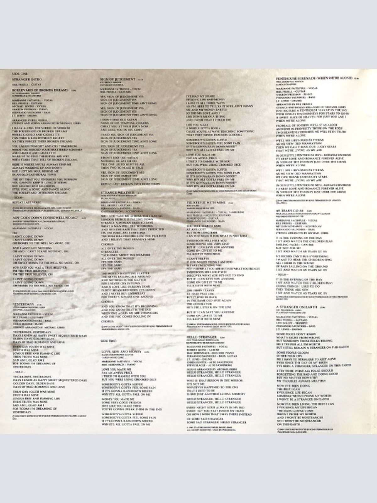 Vinyl / Marianne Faithfull - Strange Weather