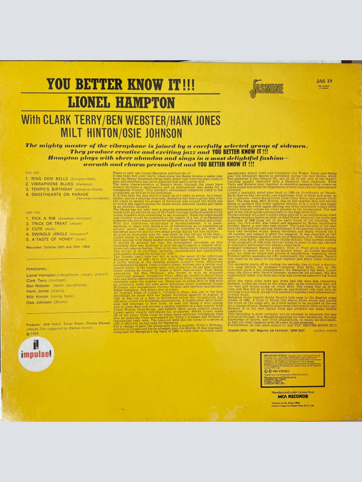 Vinyl / Lionel Hampton - You Better Know It!!!