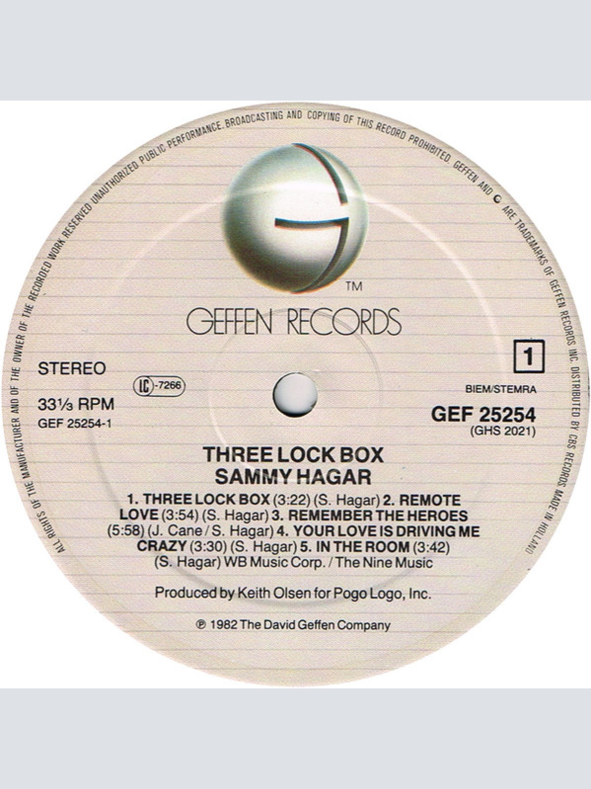 Vinyl / Sammy Hagar - Three Lock Box