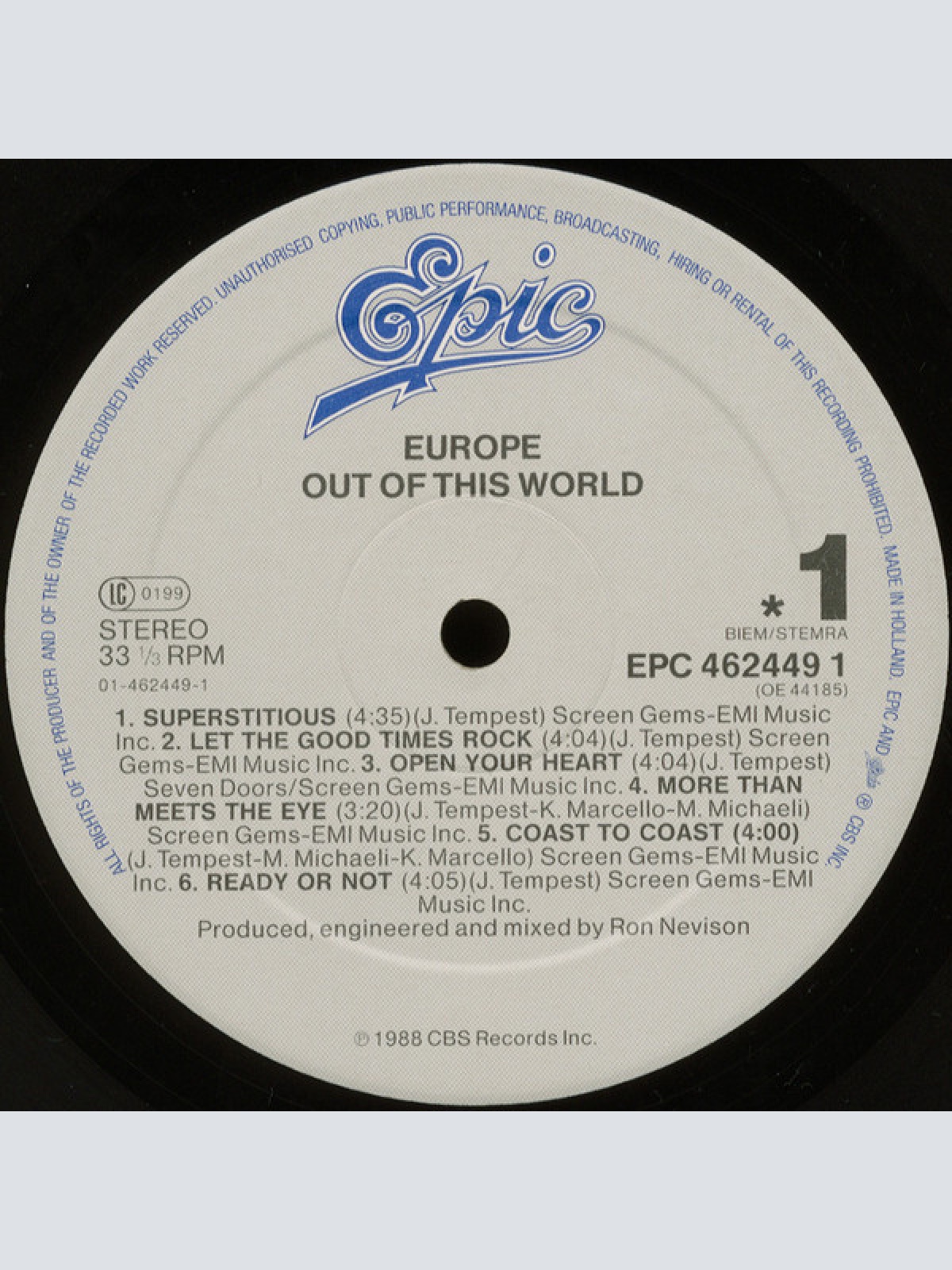 Vinyl / Europe (2) - Out Of This World