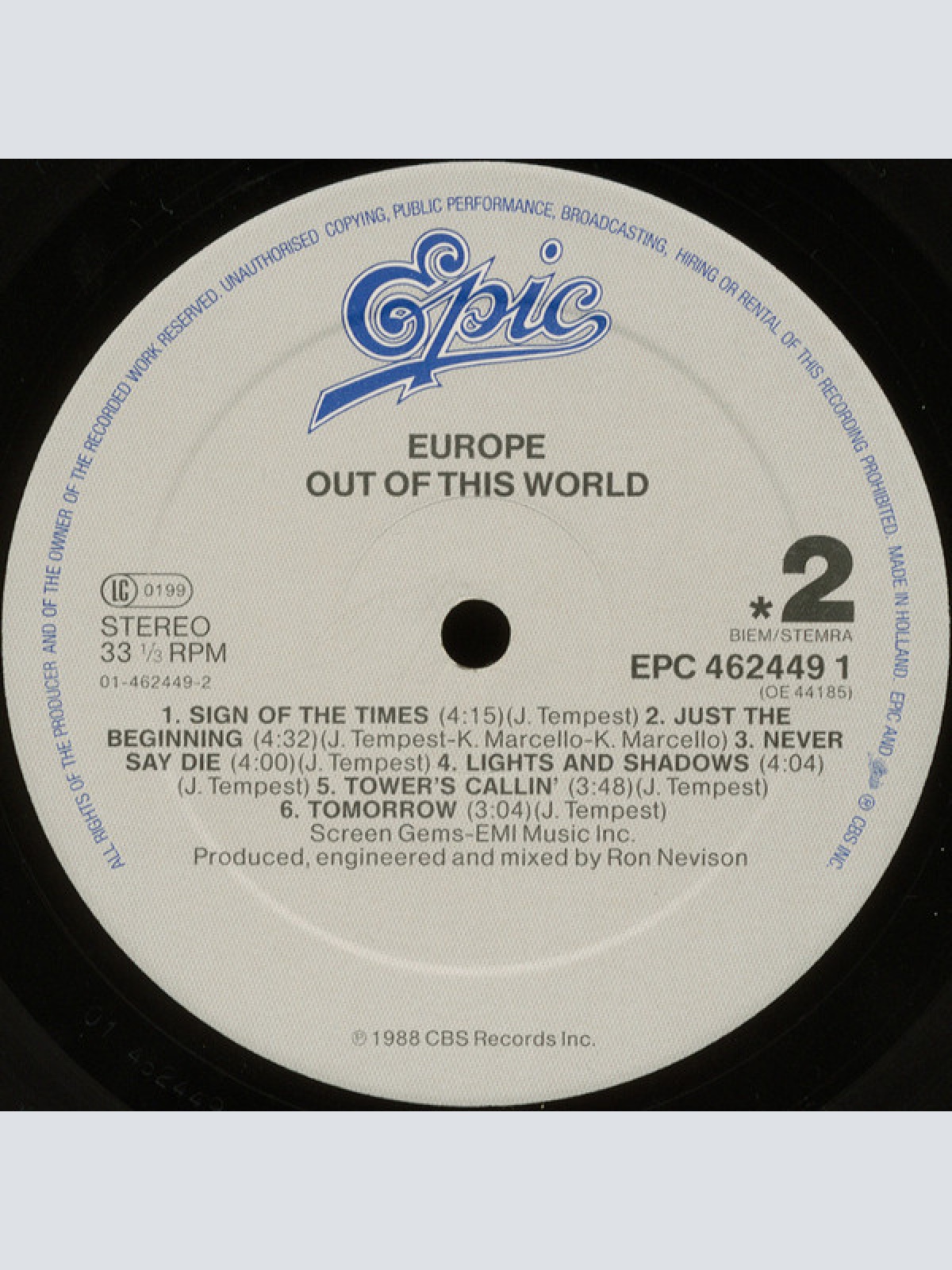 Vinyl / Europe (2) - Out Of This World