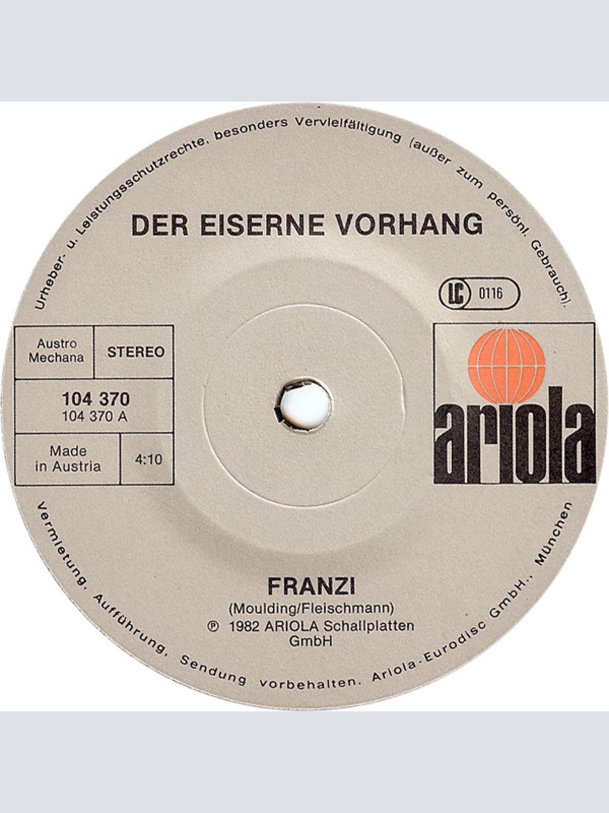 Vinyl / Der Eiserne Vorhang - Franzi