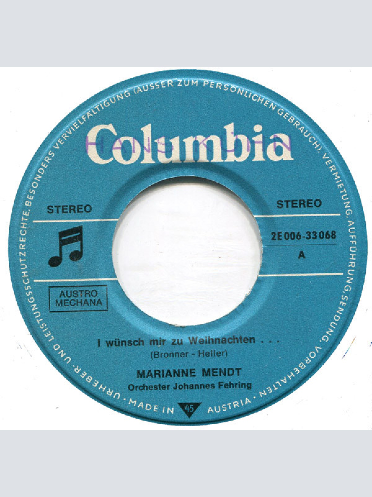 Vinyl / Marianne Mendt - I Wünsch Mir Zu Weihnachten...