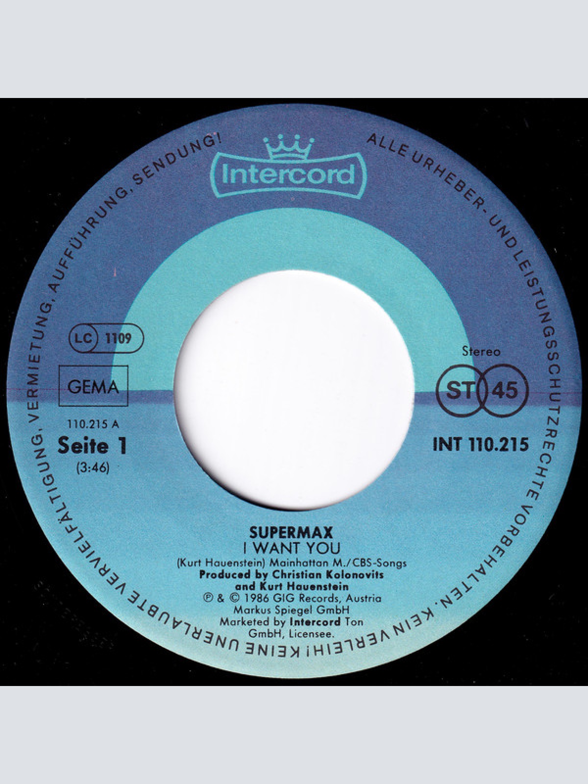 Vinyl / Supermax - I Want You