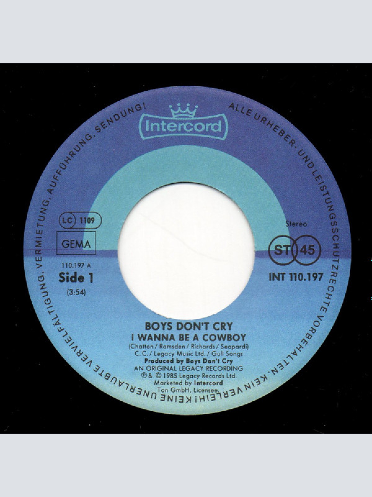 Vinyl / Boys Don't Cry - I Wanna Be A Cowboy