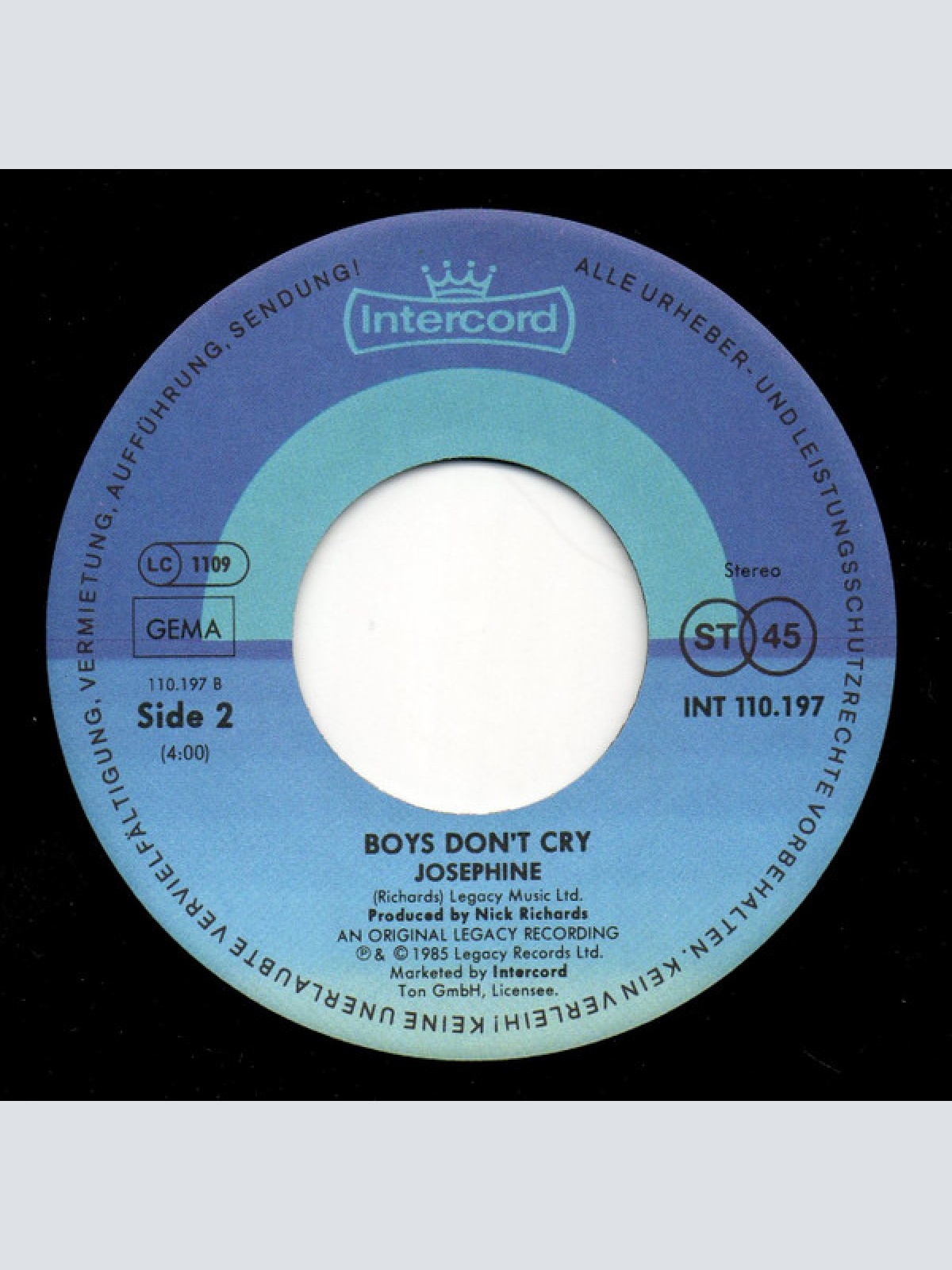 Vinyl / Boys Don't Cry - I Wanna Be A Cowboy