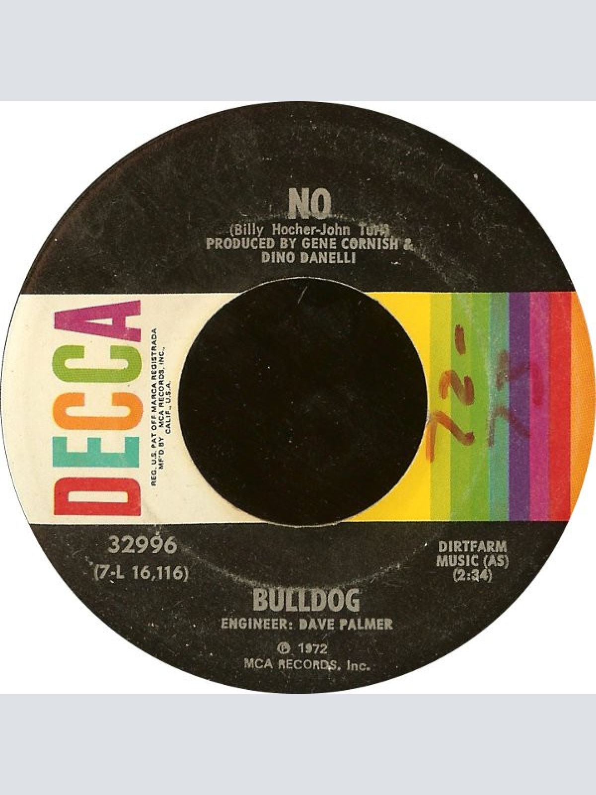 Vinyl / Bulldog (9) - No / Good Times Are Comin'