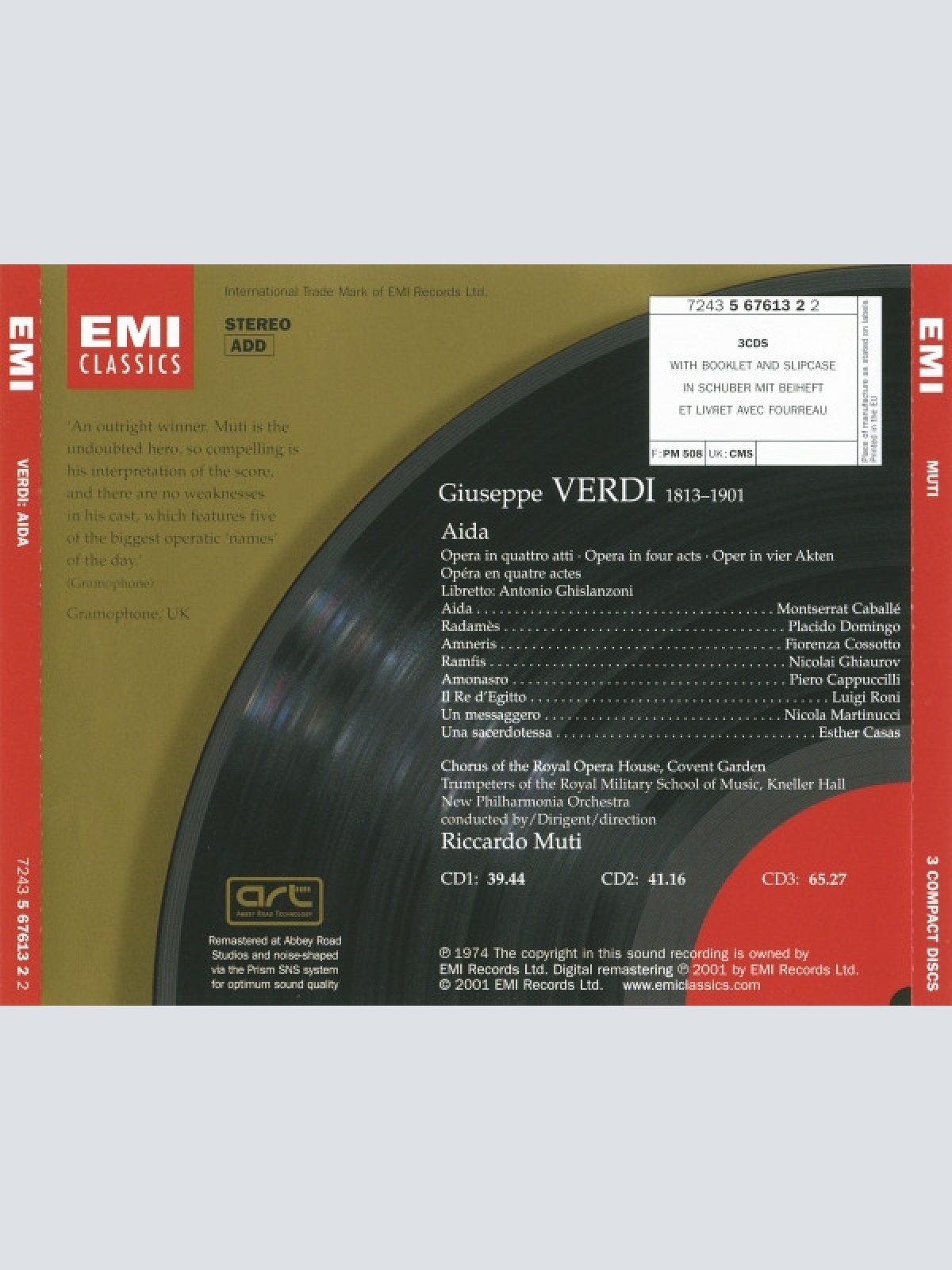 CD / Verdi* - Caballé* · Domingo* · Cossotto* · Ghiaurov* · Cappuccilli* · Roni* · Chorus Of The Royal Opera House, Covent Garden · New Philharmonia Orchestra · Riccardo Muti - Aida