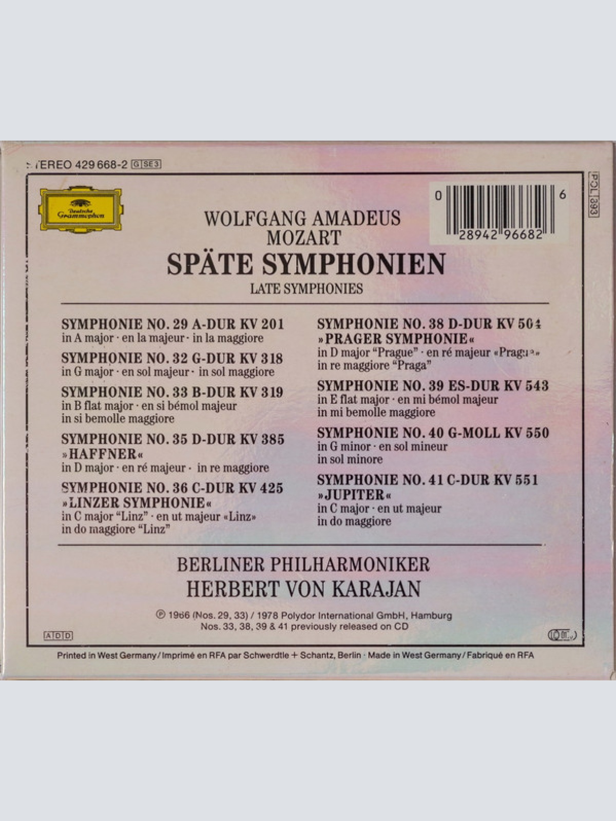 CD / Mozart* - Berliner Philharmoniker, Karajan* - Late Symphonies