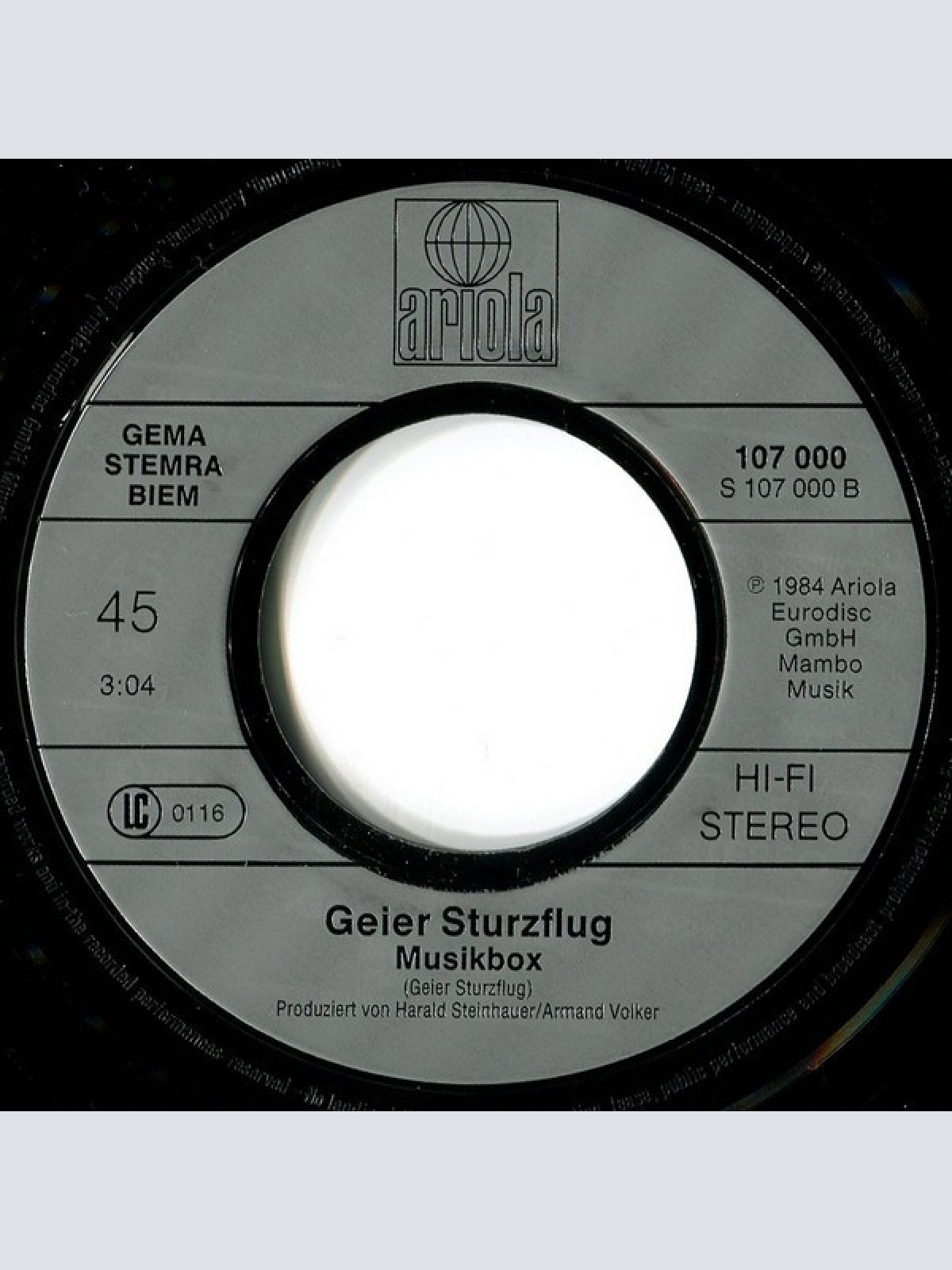 Vinyl / Geier Sturzflug - Alle Amis Singen Olala