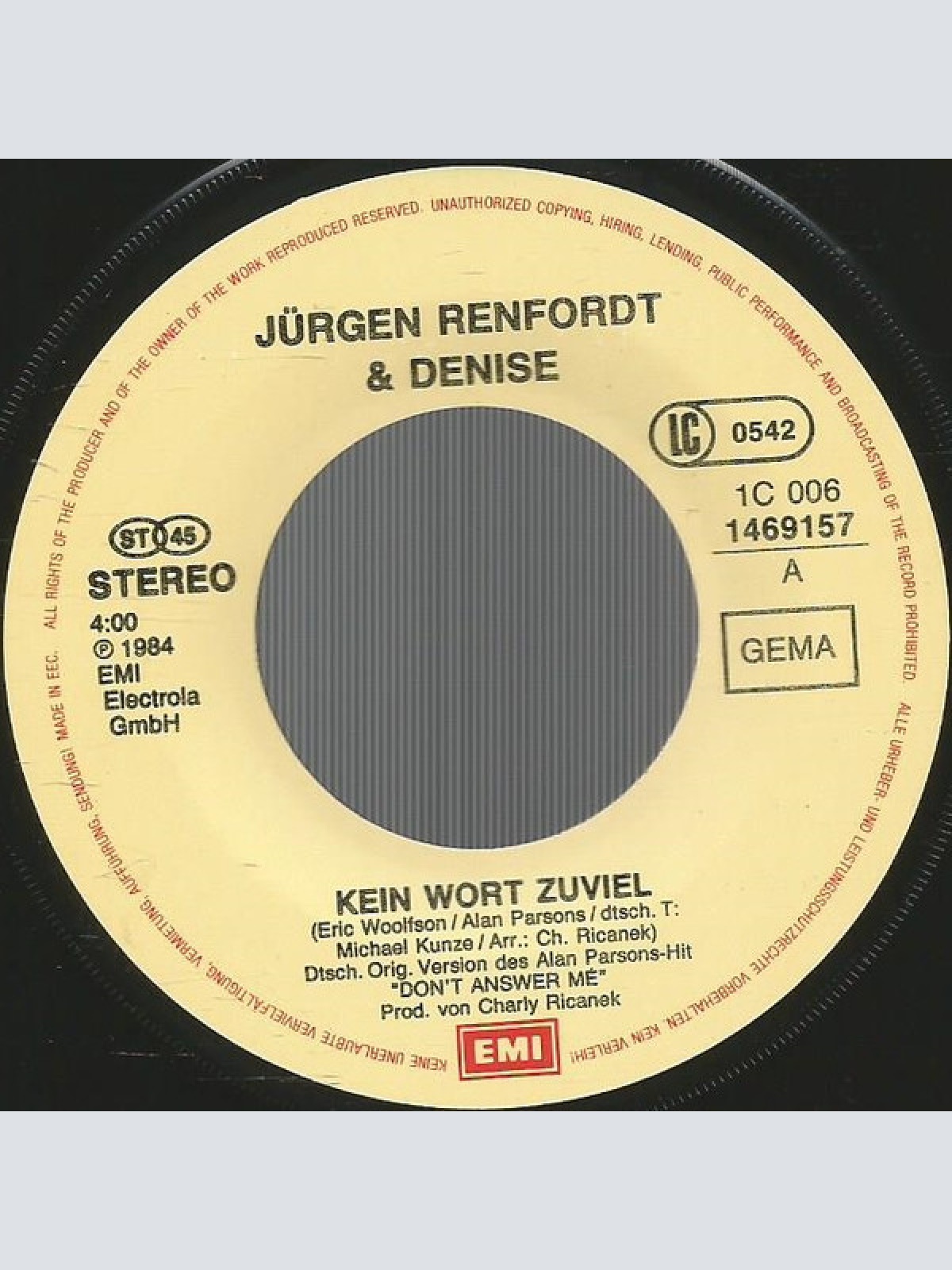 Vinyl / Jürgen Renfordt & Denise (13) - Kein Wort Zuviel