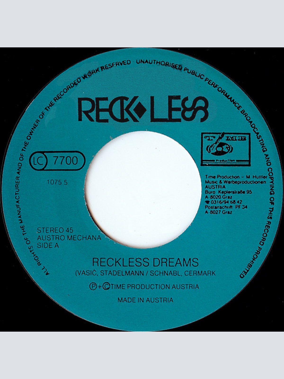 Vinyl / Reck'less - Reckless Dreams