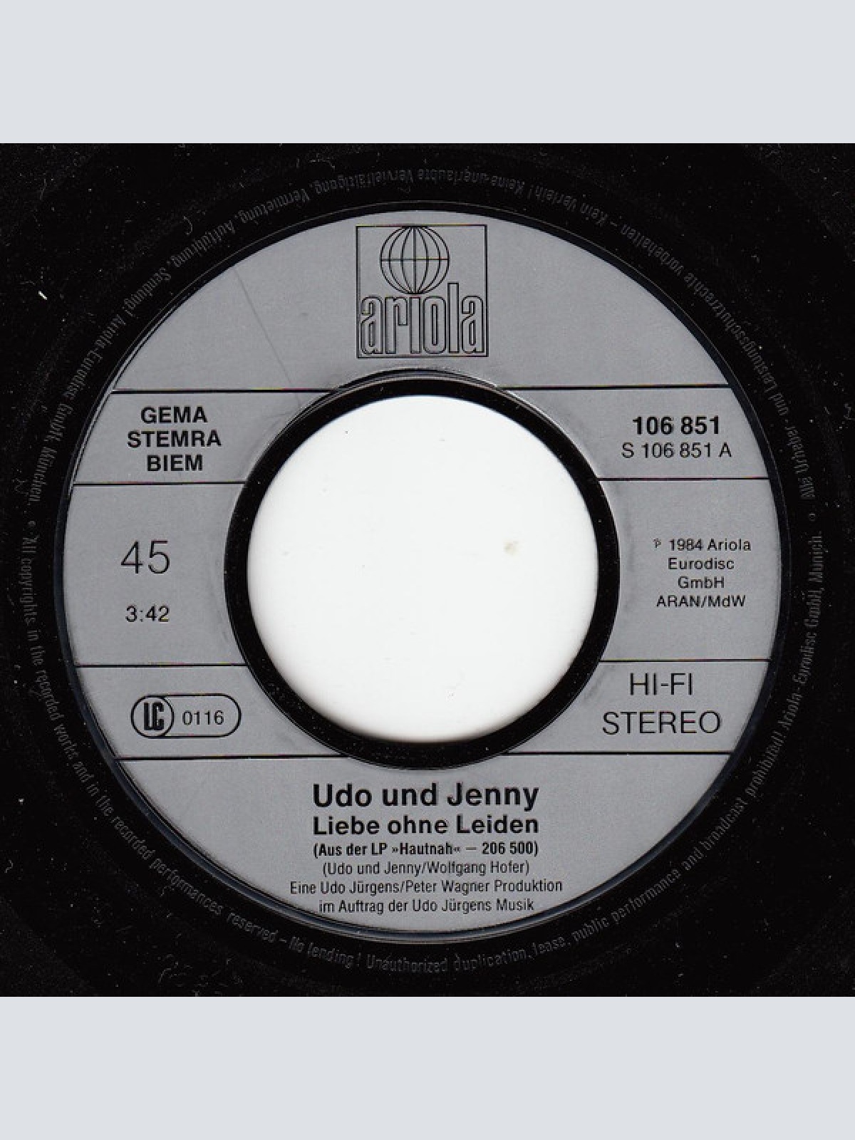 Vinyl / Udo* Und Jenny* - Liebe Ohne Leiden