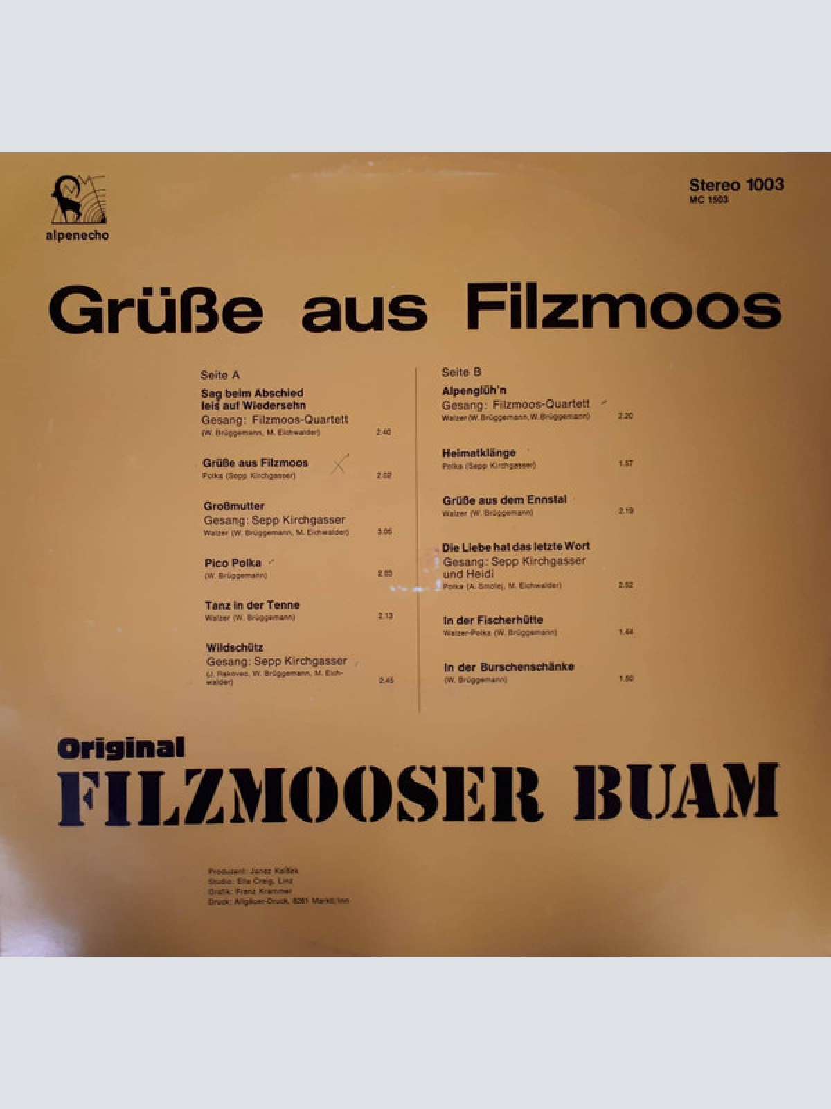 Vinyl / Original Filzmooser Buam - Grüße Aus Filzmoos