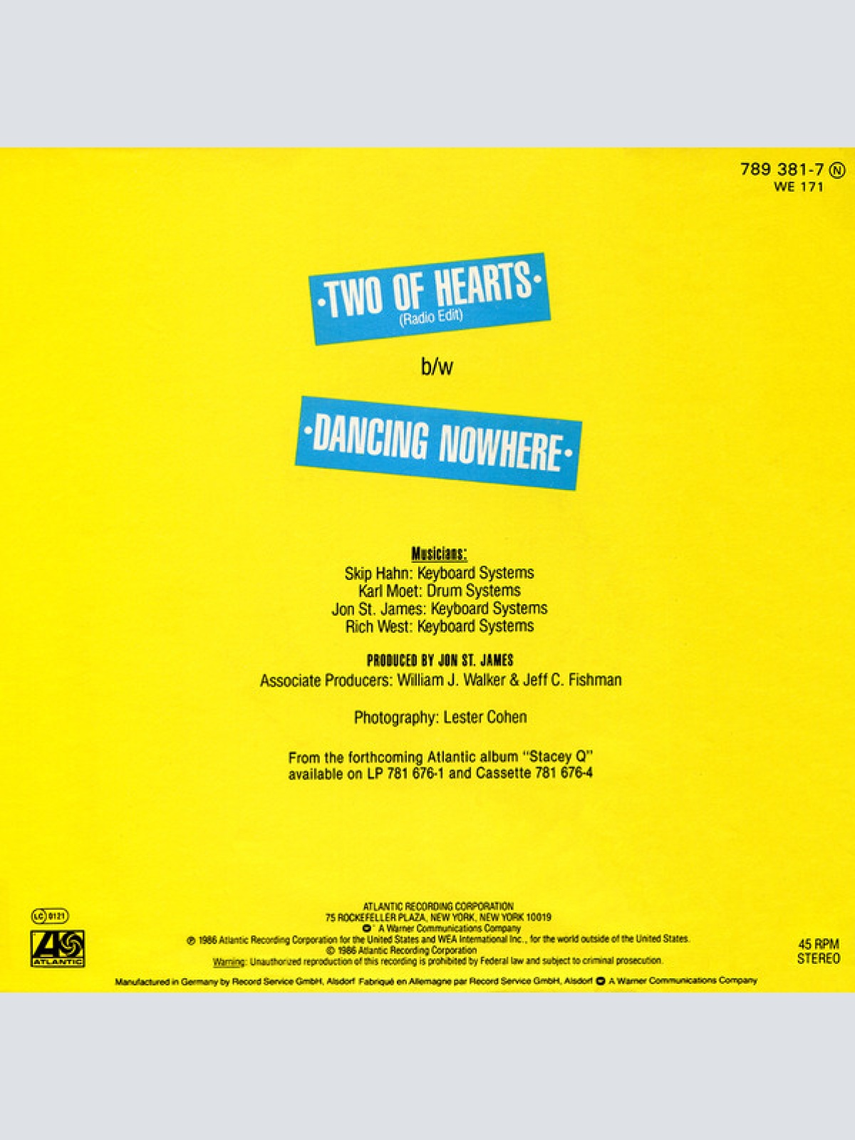 Vinyl / Stacey Q - Two Of Hearts