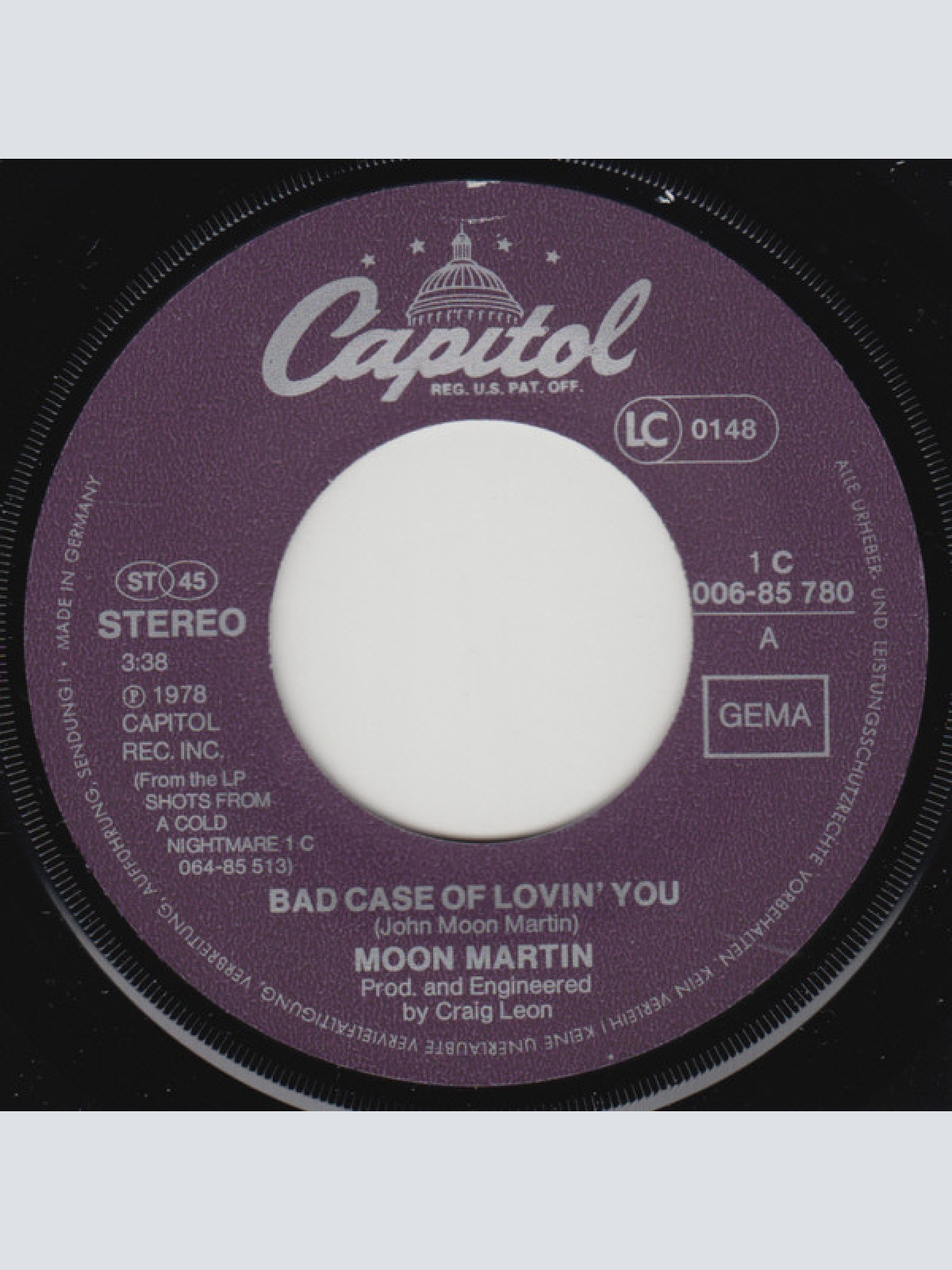 Vinyl / Moon Martin - Bad Case Of Lovin' You