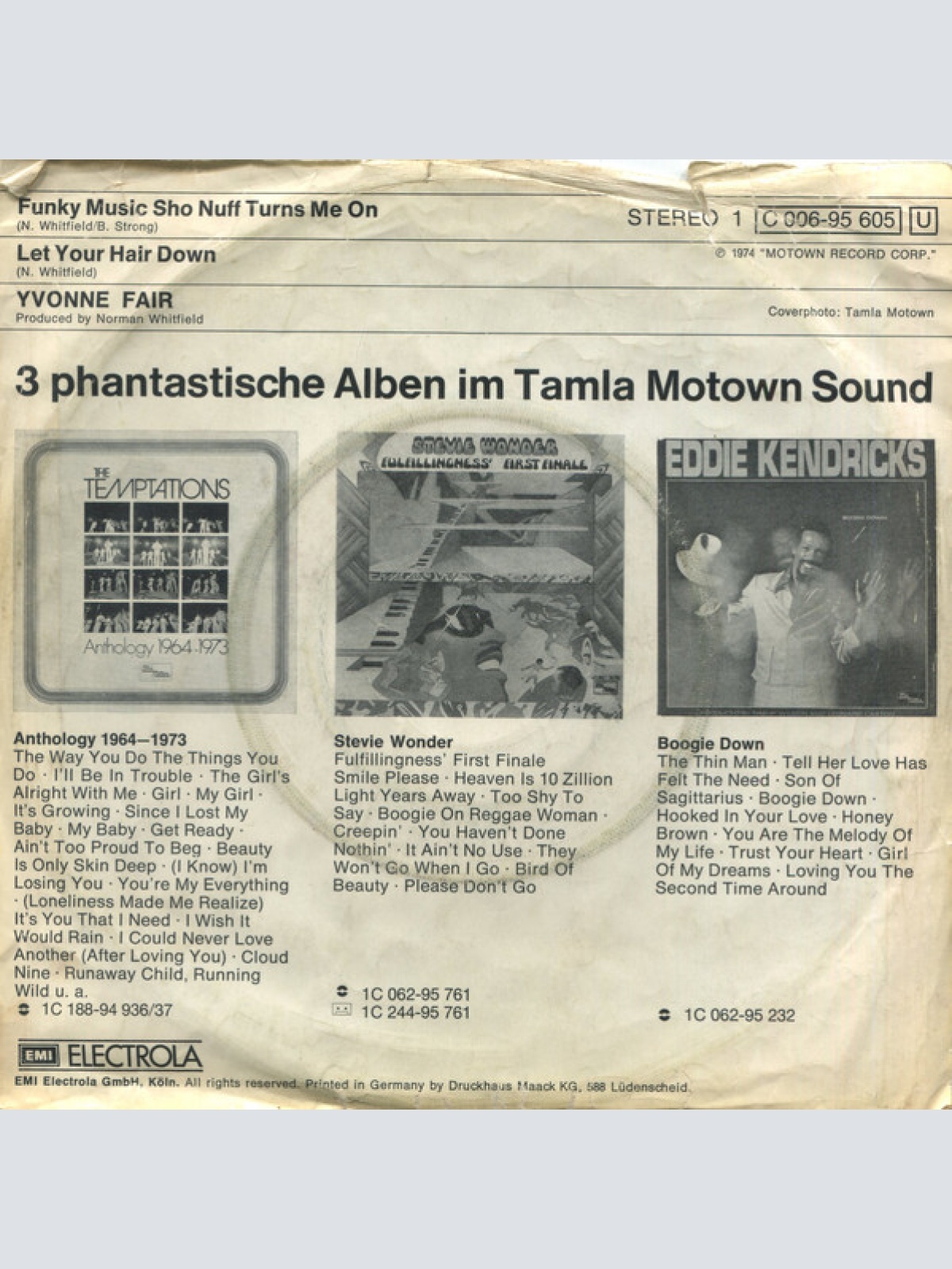 Vinyl / Yvonne Fair - Funky Music Sho Nuff Turns Me On / Let Your Hair Down