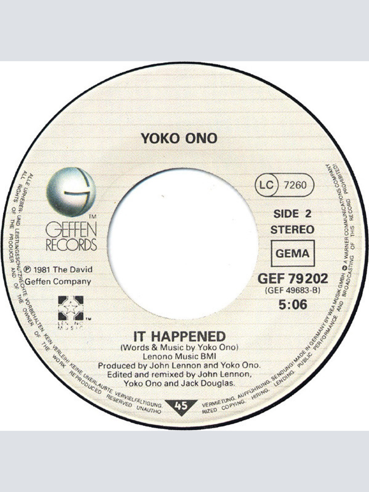 Vinyl / Yoko Ono - Walking On Thin Ice