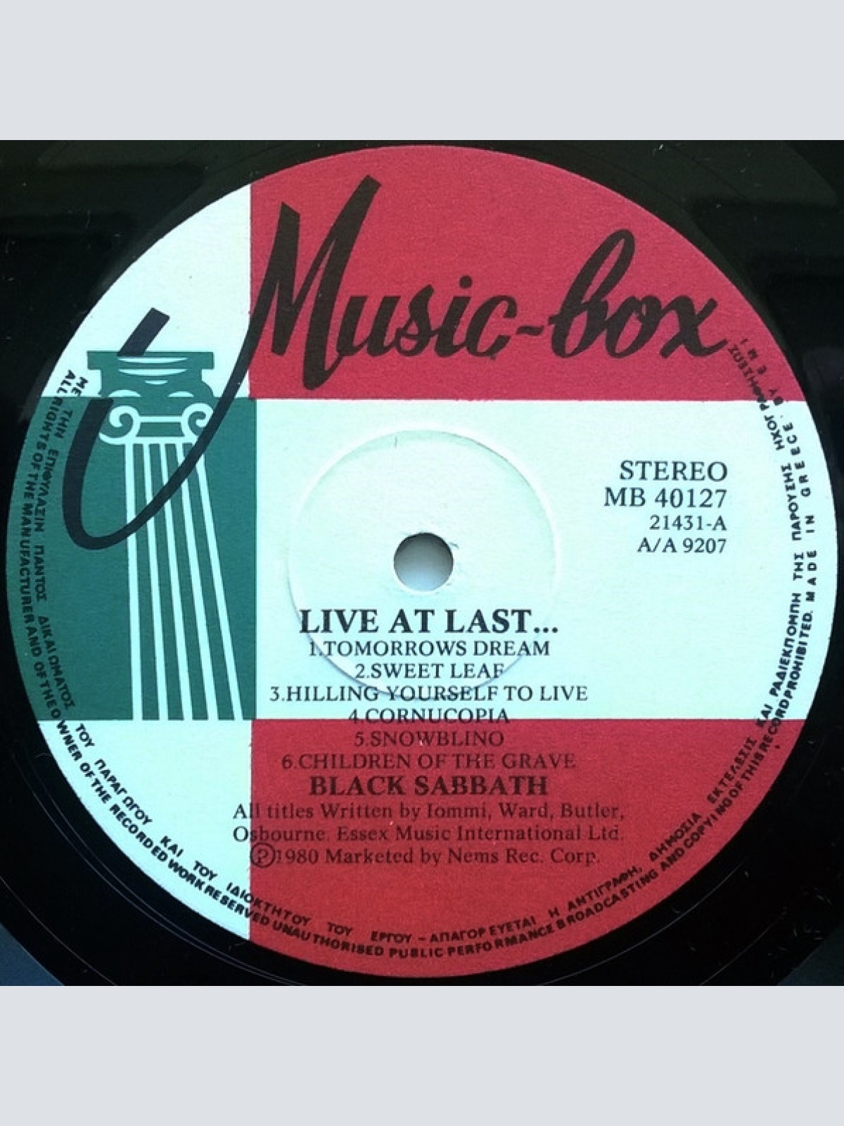 Vinyl / Black Sabbath - Live At Last