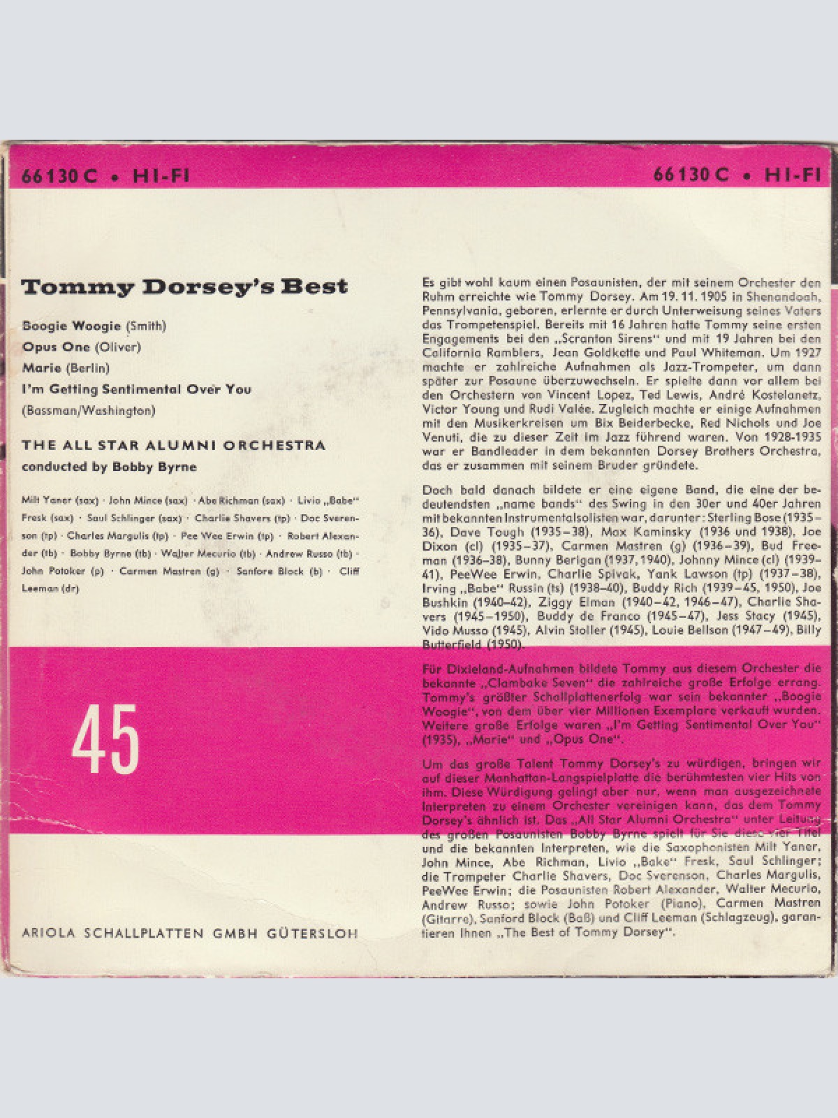 Vinyl / All Star Alumni Orchestra - Tommy Dorsey's Best